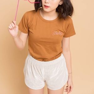 Usthebasic Baby Embroidered Ribbed Tee